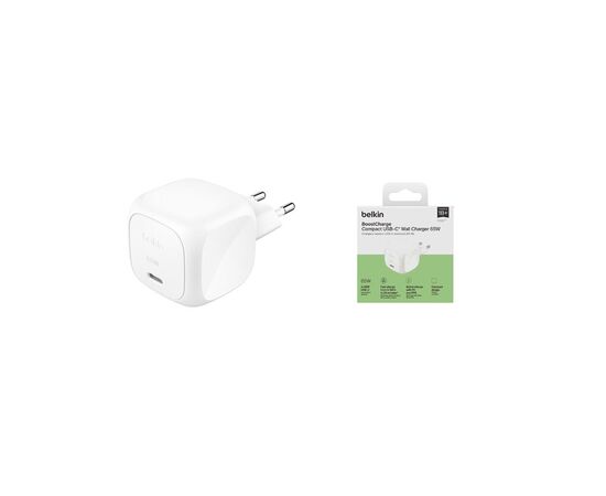 Зарядний пристрій Belkin USB-C PD65W GaN PPS white (WCA011KQWH)