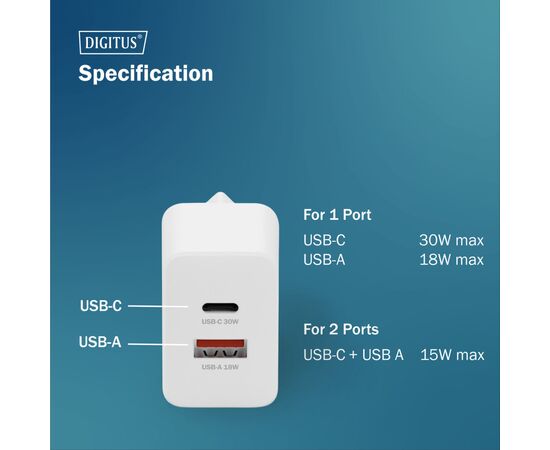 Зарядное устройство Digitus 1xUSB-C + 1xUSB 30W GaN (DA-10301), изображение 10