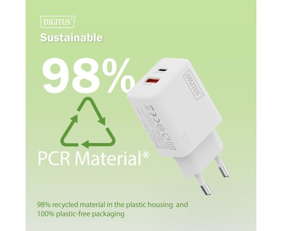 Зарядное устройство Digitus 1xUSB-C + 1xUSB 30W GaN (DA-10301), изображение 12