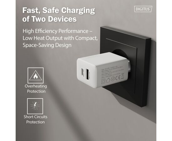 Зарядное устройство Digitus 1xUSB-C + 1xUSB 30W GaN (DA-10301), изображение 8
