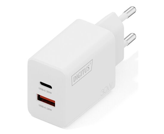 Зарядное устройство Digitus 1xUSB-C + 1xUSB 30W GaN (DA-10301)