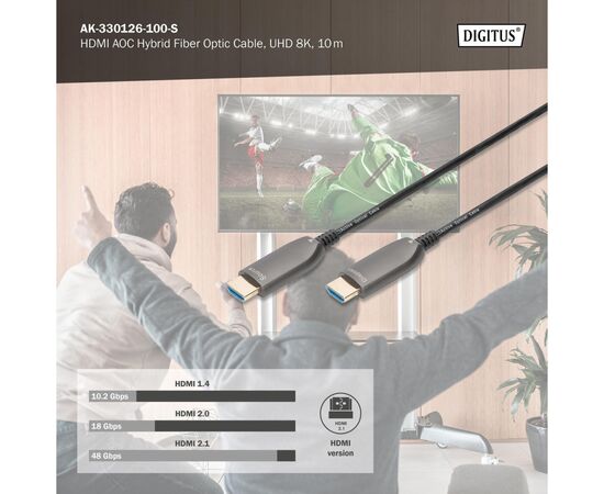 Кабель мультимедійний HDMI M to HDMI M 10m 8K AOC hybrid-fiber black Digitus (AK-330126-100-S), зображення 4