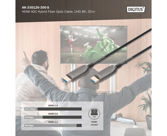 Кабель мультимедійний HDMI M to HDMI M 30m 8K AOC hybrid-fiber black Digitus (AK-330126-300-S), зображення 6