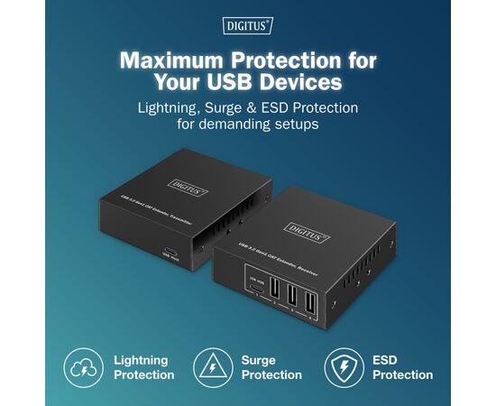 Адаптер Digitus USB extender 100 m RJ-45 to 3xUSB-A + 1xUSB-C (DA-73121), изображение 6