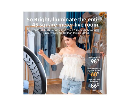 Набор блогера RTAKO LED лампа AR-GTB01-18S 18" digital display Ring Light (6942063218661), изображение 7