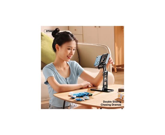 Подставка для планшета та телефона TC06 Double SIiding StabiIizing Bracket Black RTAKO (6975523009455), изображение 3