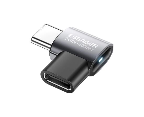 Переходник USB-C F to USB-C M USB 4.0 40Gbps 240W 90° corner Essager (EOTG7-YH0G-P)