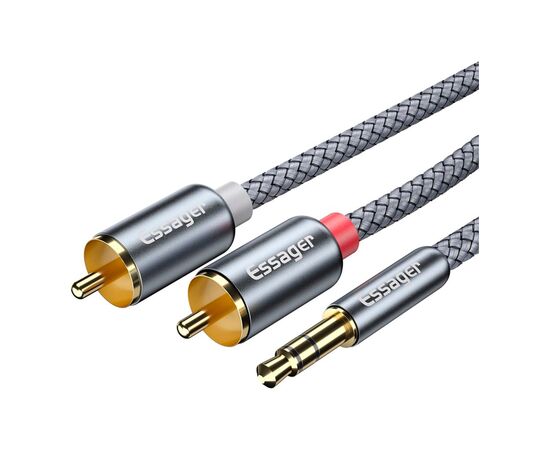 Кабель мультимедийный 3.5mm M to 2xRCA M 2.0m Essager (EYPZJ-MYA0H), изображение 2