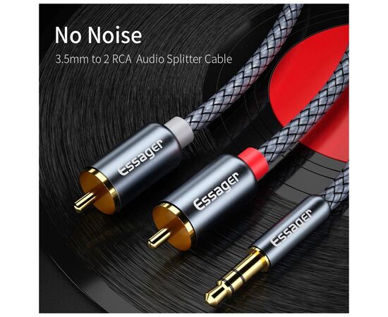 Кабель мультимедийный 3.5mm M to 2xRCA M 2.0m Essager (EYPZJ-MYA0H), изображение 4