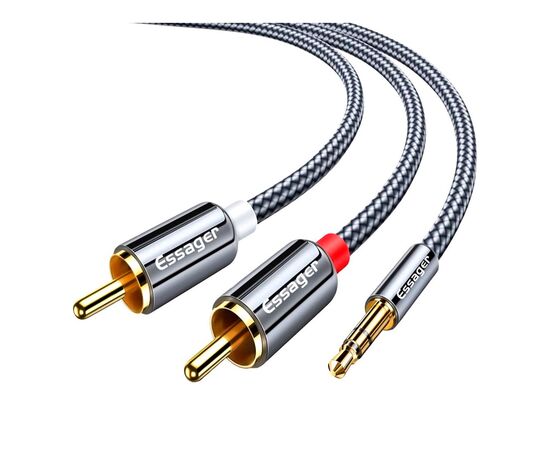 Кабель мультимедийный 3.5mm M to 2xRCA M 2.0m Essager (EYPZJ-MYA0H)
