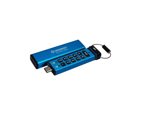 USB флеш накопичувач Kingston 128GB IronKey Keypad 200 Type-C Encrypted Blue USB 3.2 (IKKP200C/128GB), зображення 4