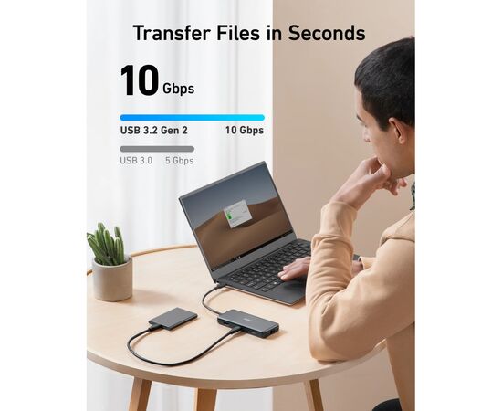 Концентратор USB-C 8-in-1 1xUSB-C PD100W + 1xHDMI + 2xUSB-A + 1xUSB-C 10Gbps + 1xRJ45 + SD black Anker (A83830A2), зображення 2
