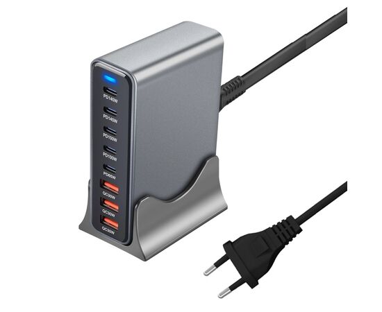 Зарядное устройство XoKo 2xUSB-C PD3.1 140W + 2xUSB-C PD100W + 1xUSB-C PD65W + 3xUSB QC30W GaN (QC-600), изображение 3