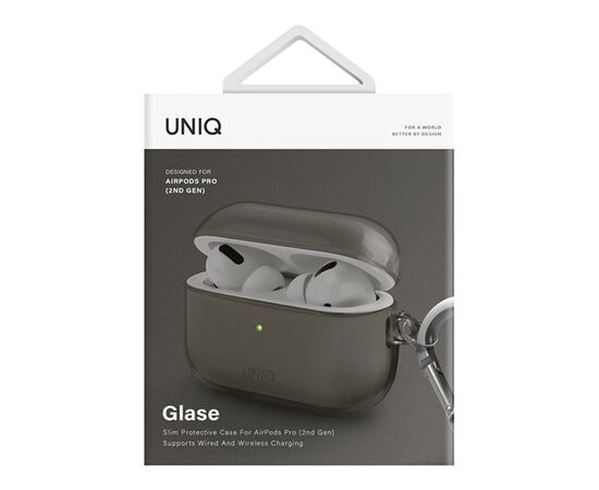 Чехол для наушников Uniq Glase AirPods Pro 2 gen Glossy Smoke (8886463683590), изображение 3