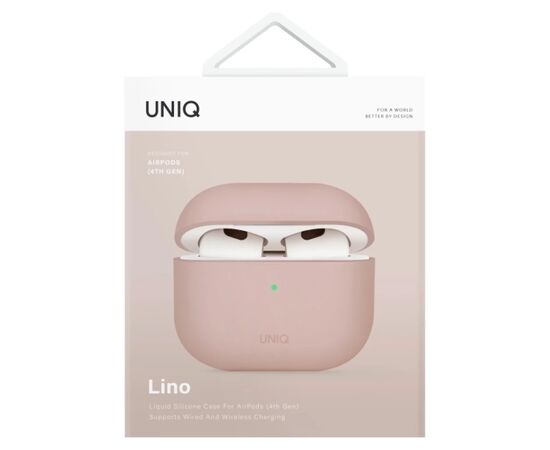 Чехол для наушников Uniq Lino AirPods 4 Silicone Pink Blush (8886463691380), изображение 6