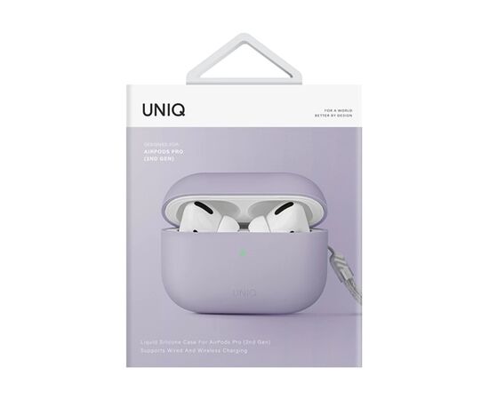 Чехол для наушников Uniq Lino AirPods Pro 2 gen Silicone Lilac lavender (8886463683569), изображение 5