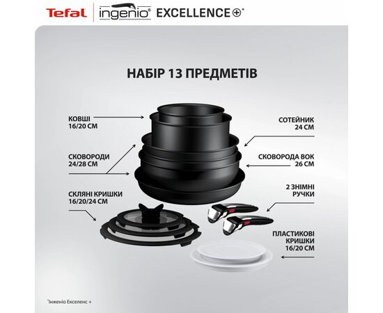 Набір посуду Tefal Ingenio Excellence+, 13 предметів, чорний (P0009753), зображення 4