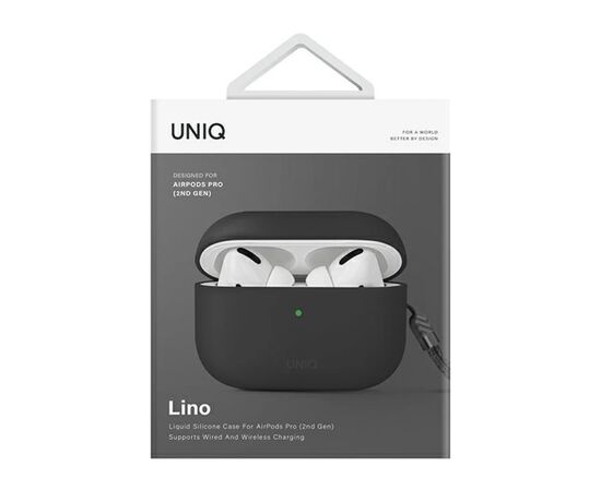 Чехол для наушников Uniq Lino AirPods Pro 2 gen Silicone Ash Grey (8886463683521), изображение 5