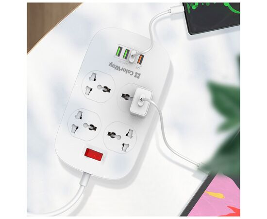 Мережевий фільтр живлення ColorWay 4 розетки/4USB White 1.8м (1QC3.0 + 3 AUTO ID) (CW-CHU44QW), зображення 11