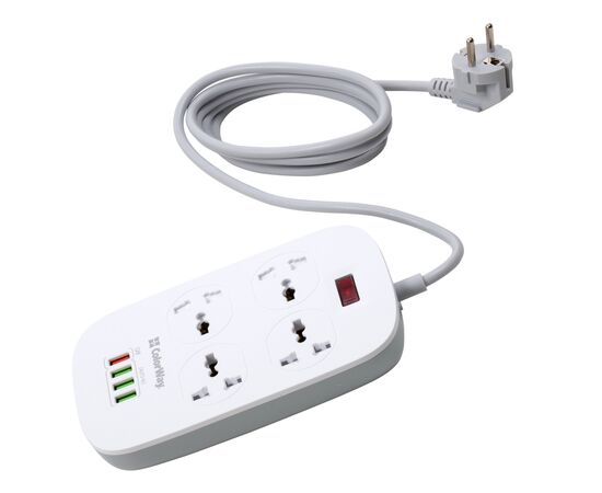 Мережевий фільтр живлення ColorWay 4 розетки/4USB White 1.8м (1QC3.0 + 3 AUTO ID) (CW-CHU44QW), зображення 2