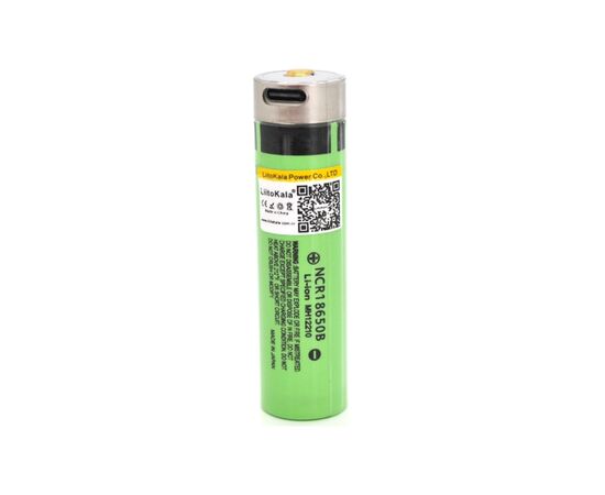 Аккумулятор 18650 3400mah, 3.7V(2.75-4.2V), Type-C, Green Liitokala (Lii-34B-USB)