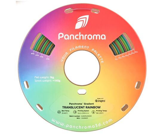 Пластик для 3D-принтера Polymaker PLA PANCHROMA GRADIENT 1,75mm 1kg RAINBOW TRANSLUCENT (CA09001), зображення 2
