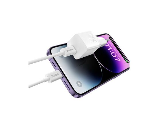 Зарядний пристрій Baseus 1xUSB-C 30W GaN5 white (CCGN070502), зображення 5
