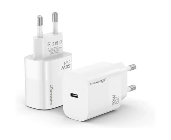 Зарядний пристрій Grand-X GaN USB-C 30W QC3.0 white (CH-390W), зображення 4