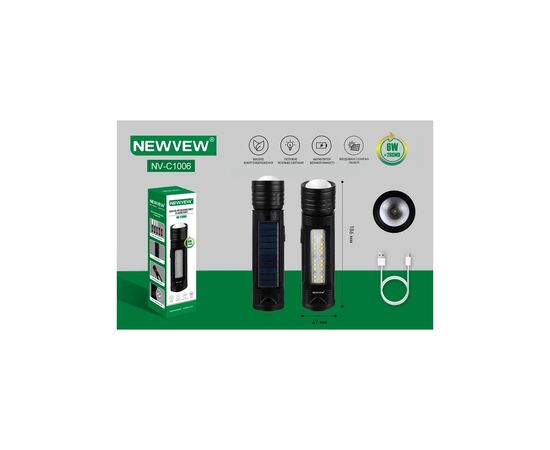 Ліхтар NEWVEW NV-C1006 Solar Panel 1200mAh Black (NWVW-NV-C1006-BK), зображення 7