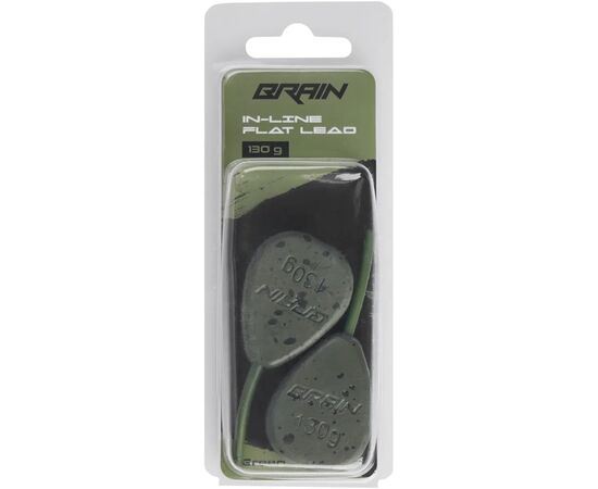 Грузило Brain In-Line Flat Lead 130g 2шт/уп Green (1858.32.09), зображення 2
