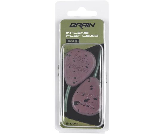 Грузило Brain In-Line Flat Lead 150g 2шт/уп Brown (1858.32.21), зображення 2