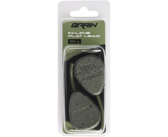 Грузило Brain In-Line Flat Lead 150g 2шт/уп Green (1858.32.11), зображення 2