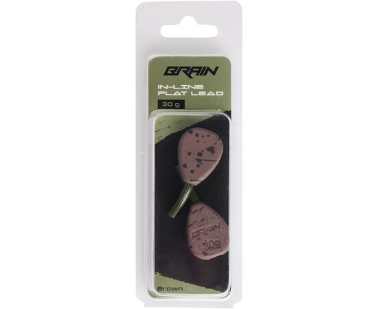 Грузило Brain In-Line Flat Lead 30g 2шт/уп Brown (1858.32.12), изображение 2