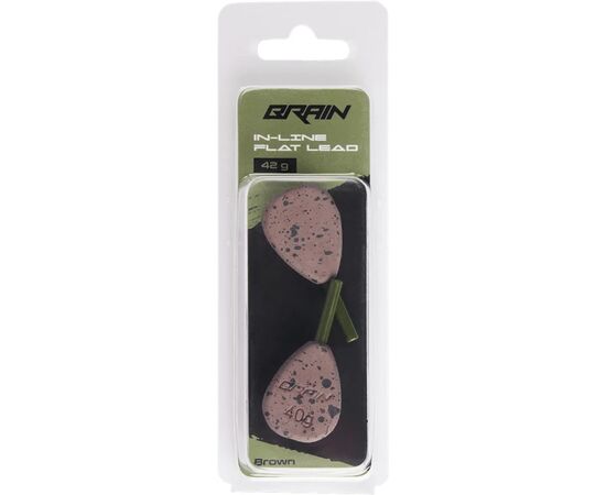 Грузило Brain In-Line Flat Lead 42g 2шт/уп Brown (1858.32.13), изображение 2