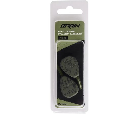 Грузило Brain In-Line Flat Lead 42g 2шт/уп Green (1858.32.03), зображення 2