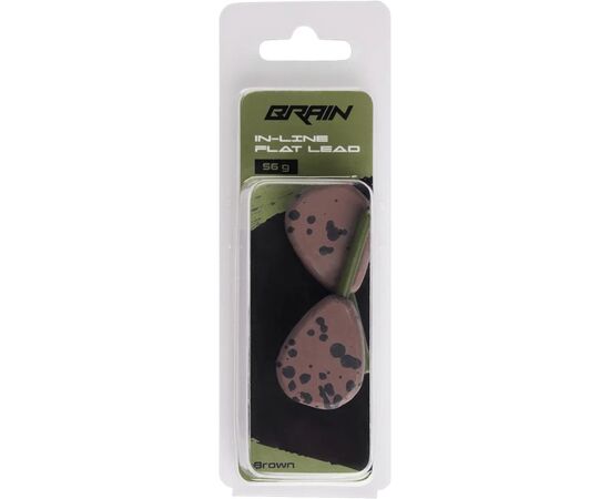 Грузило Brain In-Line Flat Lead 56g 2шт/уп Brown (1858.32.14), изображение 2