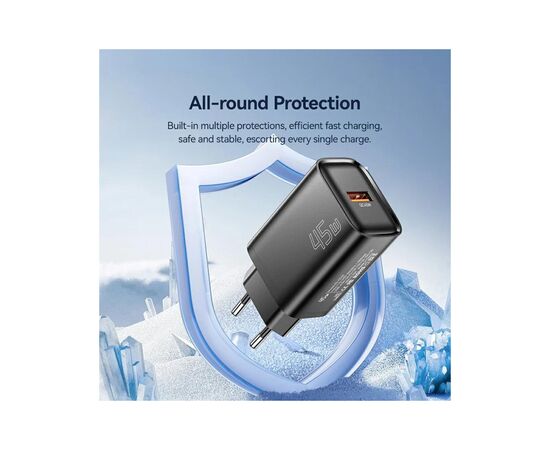 Зарядное устройство Essager USB-A QC3.0 45W black (ECT45W-RPB01-Z), изображение 4