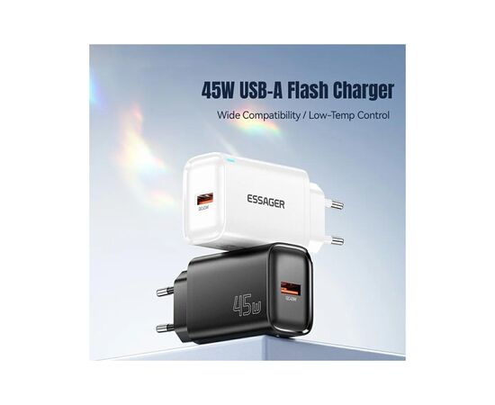 Зарядное устройство Essager USB-A QC3.0 45W black (ECT45W-RPB01-Z), изображение 6