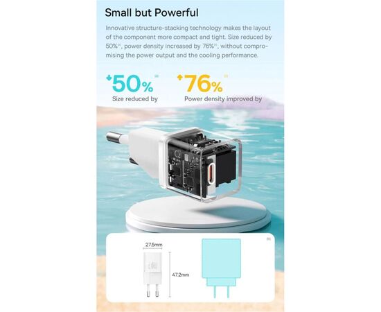 Зарядное устройство Baseus USB-C PD20W GaN blue (CCGN050103), изображение 10