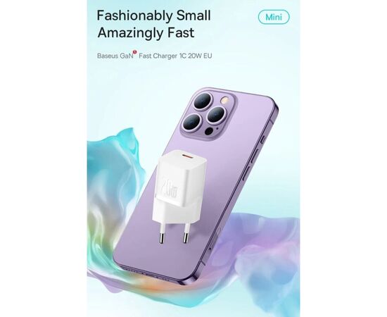 Зарядное устройство Baseus USB-C PD20W GaN blue (CCGN050103), изображение 8