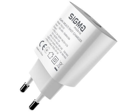 Зарядное устройство Sigma 1xUSB-C PD33W + 1xUSB QC3.0 GaN X-power PS33-01 white (4827798527719), изображение 10