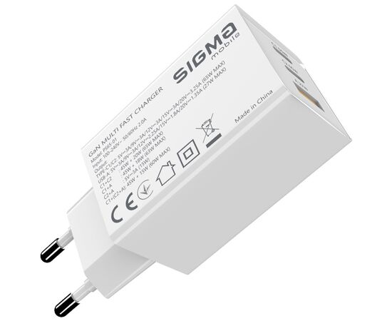 Зарядное устройство Sigma 2xUSB-C PD65W + 1xUSB QC3.0 GaN X-power PS65-01 white (4827798637715), изображение 10