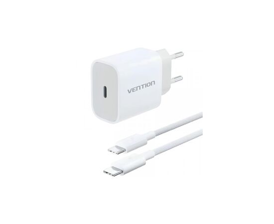 Зарядное устройство Vention 1xUSB-C PD20W + cable USB-C to USB-C white (G16W0-EU)