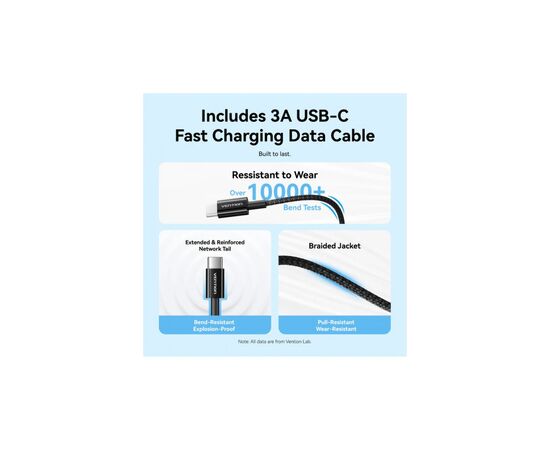 Зарядний пристрій Vention 1xUSB-C PD20W + cable USB-C to Lightning black (G17B0-EU), зображення 6