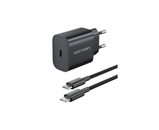 Зарядний пристрій Vention 1xUSB-C PD20W + cable USB-C to Lightning black (G17B0-EU)