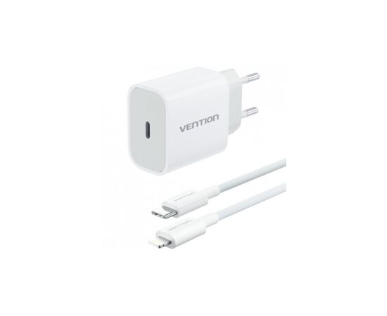 Зарядное устройство Vention 1xUSB-C PD20W + cable USB-C to Lightning white (G17W0-EU)