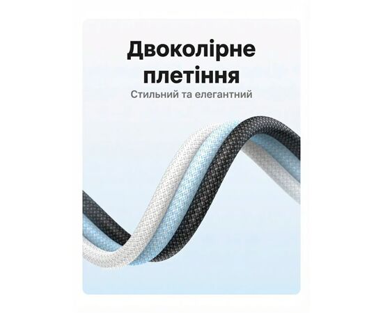 Дата кабель USB-C to USB-C 2.0m PD100W 5A braided L502 white Ugreen (35221), зображення 3
