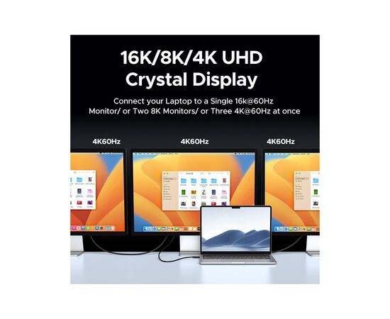Дата кабель USB-C to USB-C 1.0m Thunderbolt 5 240W 5A 120Gbps 16/8/4K L703 black Ugreen (45996), зображення 4
