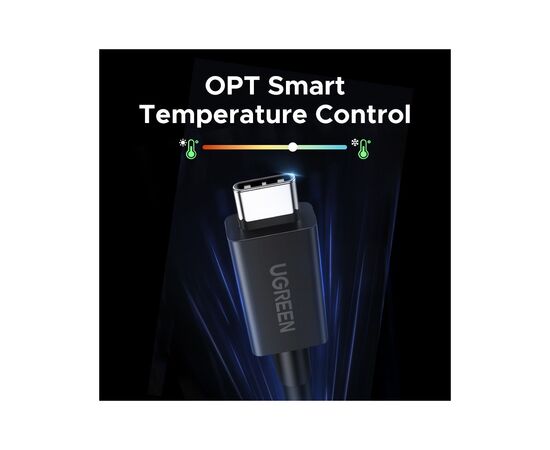 Дата кабель USB-C to USB-C 1.0m Thunderbolt 5 240W 5A 120Gbps 16/8/4K L703 black Ugreen (45996), зображення 6