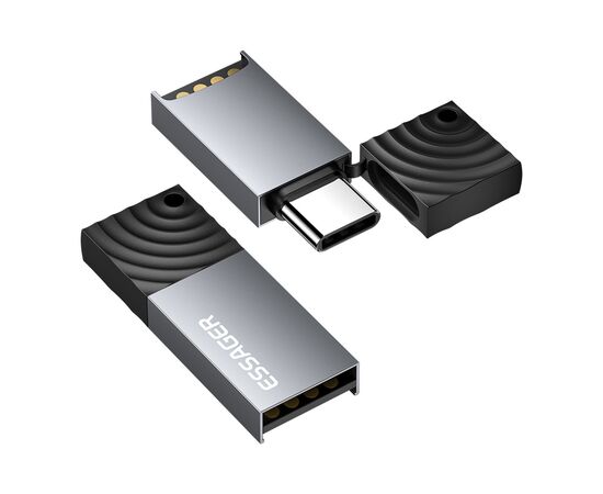 Зчитувач флеш-карт Essager USB-C + USB-A to Micro SD black (EDKTF-QW0G-P), зображення 2